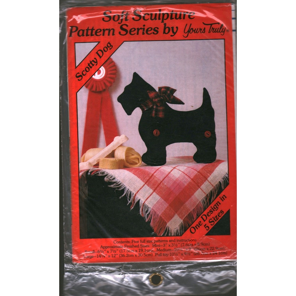 Yours Truly Soft Sculpture Pattern Series Scotty Dog 5 Sizes Sewing Pattern‎